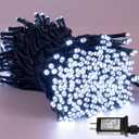 YEGUO 66ft 200 LED Christmas Lights Outdoor Waterproof, White Christmas Tree Light Indoor, Green Wire Twinkle String Light Plug in with Timer Memory 8 Modes