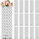 Dandat 16 Pcs Crystal Flower Vase and Pillar Candle Holder Set 10.24 Inch Wedding Cylinder Flower Vases Stand Table Centerpieces Candle Holders for Table Room Home Wedding Party Events Decor(Silver)