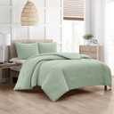 Stratford Park Sage Quilt Set King Size, 3 Piece Set, Solid Color, 2 Pillow Shams, Microfiber Pinsonic Bedspreads & Coverlets