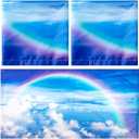 Hortsun Pack of 2 Fluorescent Light Covers 4 x 2 Feet Magnetic Ceiling Light Cover Room Supplies for Home Office(Rainbow in Blue Sky)