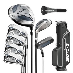 9 Pieces Golf Clubs Set for Men & Women - Complete Mens Golf Clubs Full Set Left Handed Includes Stand Bag with Rain Hood, 1# Drive, 5# Hybrid 5# 7# 9# PW# Irons and Putter