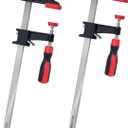 POWERTEC 12 inch Steel Bar Clamps w/ 600 lbs Loads Limit & 2-1/2" Throat, Quick Adjust & Release F Clamp with Micro-Adjustment Handle for Woodworking, Metalworking and DIY Projects, 2PK (71918)