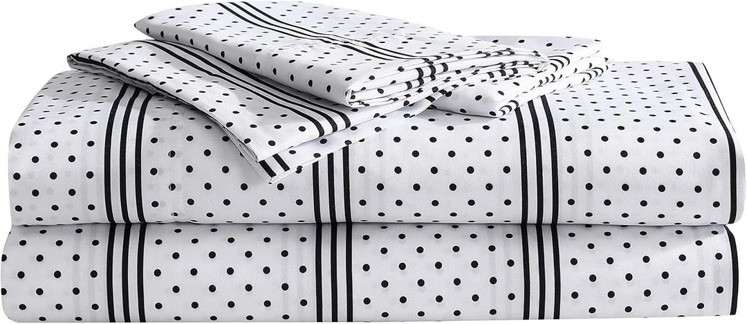 Betsey Johnson - Queen Bed Sheets, Soft & Lightweight Bedding, Fade & Wrinkle Resistant (Dots & Stripes, Queen)