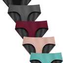 TIICHOO Heavy Flow Period Underwear for Women Soft Incontinence Menstrual Panties Teens Leakproof 5 Pack (Gold/Green/Black/Grey/Burgundy, X-Large)