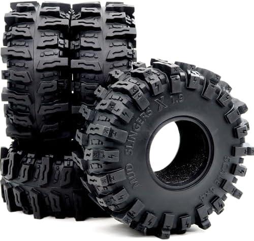 HOBBYSOUL 4.85'' Tall RC 1.9 Crawler Tires (Super Soft Sticky) T10 Mud Slingers X Tyre for 1/10 Rock Crawling TRX4 SCX10 Wraith Gen8 Upgrade, HS701544