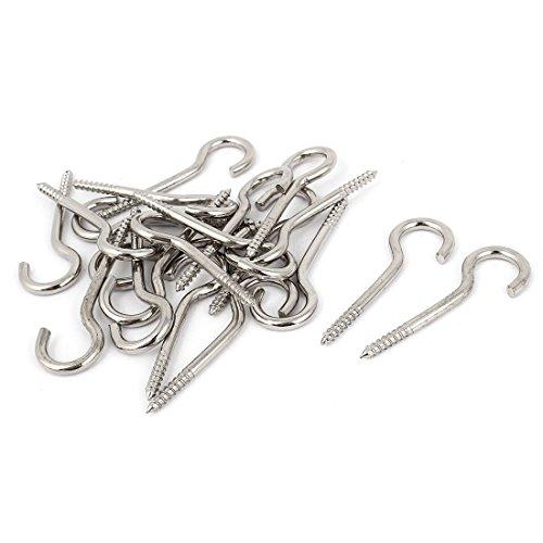 Aexit Lamp Wire Screws & Bolts 3.5mm Thread 60mm Length Metal Screw Hook Silver Tone Self-Drilling Screws 48 Pcs