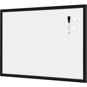 Amazon Basics Magnetic Dry Erase Whiteboard, 35"W x 23"H, Black Wooden Frame, Wall-Mounted for Writing and Presentation