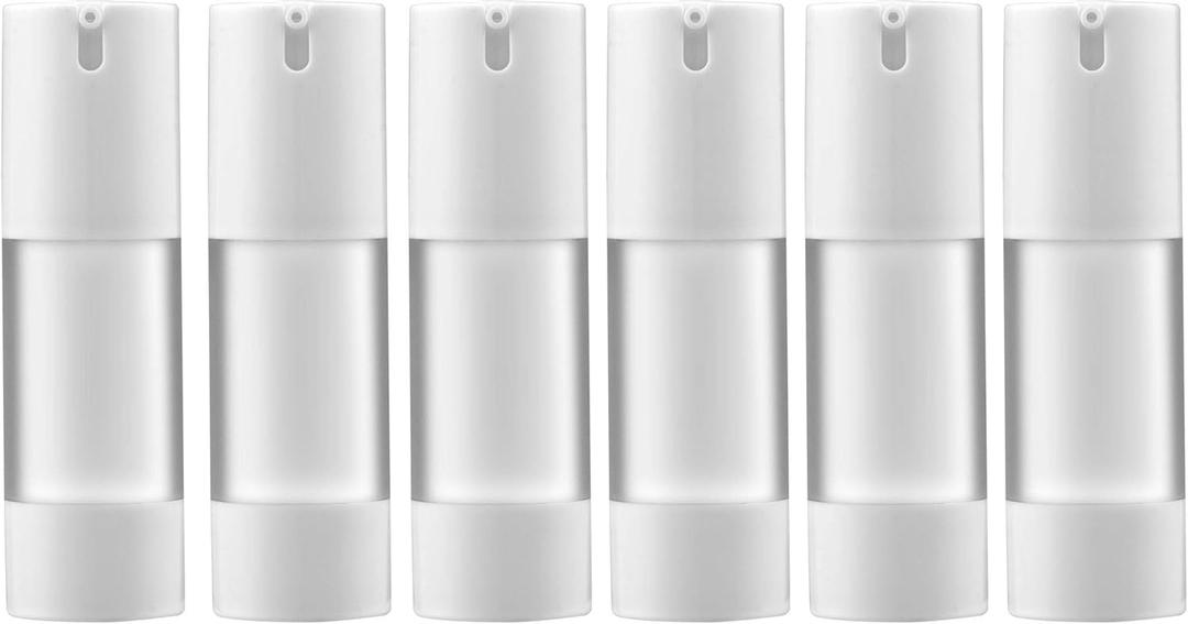 longway 1 Oz (30ML) Empty Refillable Airless Pump Bottle,Travel Foundation Containers,Airless Cosmetic Pump Bottle for Hand Sanitizer, Toner,Gel,Hair Oil, Lotion and Face Cream (Pack of 6, Frosted)