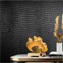 Black Crocodile Peel and Stick Wallpaper, 15.7" X 395", Embossed, Easy Peel Off, Self Adhesive, Removable, Textured, Waterproof, Scratch-Resistant, Straight Match, 43.07 sq ft, PVC, 1 Count