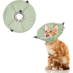 Pawfun Cat Cone Collar Soft, Adjustable Elizabethan Collar for Cats to Stop Licking, Comfortable Lightweight Kitten Cone for Wound Healing and Surgery Recovery,Green,Small