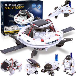 6-in-1 Solar Robot Building Kit for Boys Aged 8-13, Educational Robotic Toys for Kids, Science Kits STEM Toys Birthday Gifts for 8 9 10 11 12 Years Old Boys Girls Teens (White)