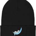 Embroidered Panda Beanies Hats for Men Women Knit Winter Cap, Warm Panda Skull Caps Gifts for Men Women (Black)