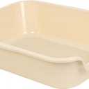 1 Pack Extra Large Dog Litter Box Pan Tray (ABS Material), Low Entry Jumbo Senior Litter Boxes for Multiple Kitten Big Cats, Pet Safe Indoor Dog Potty (Sandbeach, 20" L x 15" W)