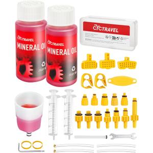 Brake Bleed Kit for Shimano, TEKTRO, TRP Hydraulic Disc Brakes, Mountain Brake Bleed Kit Including High Performance Mineral Oil Brake Fluid. (2*60ml)