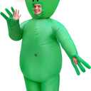 Camlinbo Halloween Inflatable Alien Costume with Red LED Eyes, Scary Alien Blow Up Costumes for Adults Men, Full Body Green Inflatable for Cosplay Themed Parties