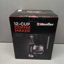 Mueller 12-Cup Drip Coffee Maker - Borosilicate Carafe, Auto-Off, Reusable Filter, Anti-Drip, Keep-Warm Function, Clear Water Level Window Coffee Machine, Kitchen Essentials & Accessories (Black)