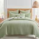 Levtex Home Mills Waffle Full/Queen Quilt Set (88x92in) with 2 Pillow Shams (26x20in) - Desert Sage - 100% Cotton Full/Queen Size Quilt Bedding Set - Lightweight, Soft, Pre-Washed
