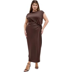 City Chic Women's Plus Size Dress - Beatrix Knot Satin (Brown, XXS)