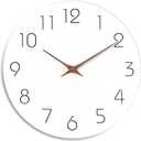 Mosewa Wall Clock 10 Inch Silent Non Ticking Wood Battery Operated Wooden White Modern Office Simple Minimalist Decorative for Kitchen Home Bathroom Living Room