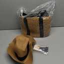 4 Pcs Straw Bag Woven Bag and Rattan Wicker Hat Tassel Earrings Set Summer Tote Handbag for Woman Vacation Boho Accessories