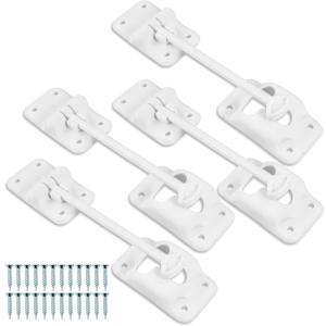 4-Pack White RV T-Style Door Holder Entry Door Catch fits RV Trailer Camper Exterior Door Hold Hook & Keeper Hardware (4-Pack)