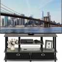 Furinno JAYA Large Stand for up to 55-Inch TV, French Oak, 47. 63(W) x 15. 55(H) x 22. 79(D) Inches., Grey/Black, 55" TV, Plastic Frame