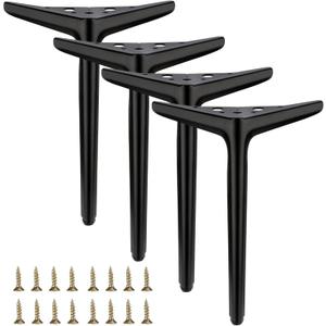 9.8 inch/25cm Matte Black Metal Furniture Legs Set of 4, DIY Replacement for Cabinet Legs, Sofa Legs, Chair Legs