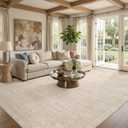 Nakagishi 10x14 Area Rugs Living Room: Washable Large Vintage Beige Rug Neutral Non-Slip Soft Stain Resistant Indoor Carpet for Bedroom Nursery Dining Room Under Table Bed Home House Office Playroom