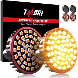 Upgraded Motorcycle LED Turn Signals 1156 Rear Super Bright Bulbs Compatible for HarleyDavidson Motorcycles Bullet Style Blinker Lamp*2 with 2 Smoke Bullet Lens Covers (1156 Amber)