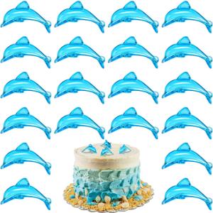 Taiyin 125 Pcs Acrylic Dolphins Cupcake Toppers Blue Dolphin Figurines Birthday Party Decorations Dolphin Cake Topper for Sea Nautical Mermaid Themed Birthday Party Favors Baby Shower Decorations