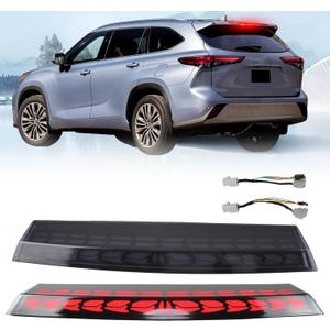 Smoked Lens 3rd Brake Light DRL Compatible With Toyota Highlander 2021-2025 Rear Center Roof High Mount LED Third Brake Lamp, Smoked LED Tail lights Rear Turn Signal lamp (SMOKED HOUSING)