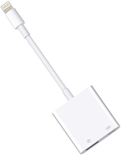 Lightning to USB3 Camera Adapter with Charging Port, Lightning Female USB OTG Cable Adapter for Select iPhone,iPad Models Support Connect Camera, Card Reader, USB Flash Drive, MIDI Keyboard (WHITE)