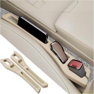 2PCS Car Seat Gap Filler Organizer,2 in 1 Car Gap Filler with Fill and Storage Function for Storing Phones Keys Cards,Universal Multifunctional No Drop Seat Guard for Cars (Beige)