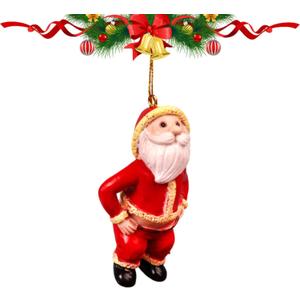 1 Pcs Christmas Tree Ornaments 3D Resin Hanging Ornaments Cute Santa Claus Xmas Lifting Him Pants Funny Ornaments for Holiday Decorations Indoor Outdoor Home Christmas Decorations