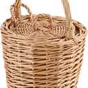 Small Wicker Basket, Round Storage Bin with Handle and Lid for Cell Phones Toys Sundries