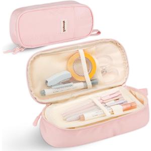 Zzrywuty Large Pencil Case, Big Capacity Pencil Pouch Office College School Stationery Pen Bag for Teen Girl Boy Men Women, Pink