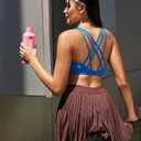 RUNNING GIRL Sports Bras for Women, Medium-High Impact Running Strappy Sports Bra with Removable Pads (Blue, L)