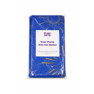 HOUSE OF PARTY Graduation Tablecloth 3PCS | 54"x108" Blue Congrats Grad Tablecloths | Grad Tablecloth Class of 2025 | Party Table Cover Fireworks Design for Table Decorations