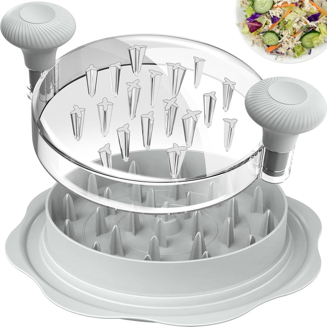 10" Pro Chicken Shredder Tool Twist Large for Kitchen, BPA-Free Food-Safe Meat Grinder, Visible Chicken Breast Meat Shredder with Strong Anti-Slip Bottom & Ergonomic Handle, Gray