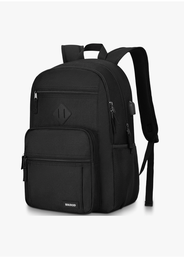 Black Backpack for Men and Women, Backpack for School Teens Boys and Girls, Lightweight Casual High School Bookbag, Daily-use Travel Laptop Backpack with USB Charging Port Fits 17.3 Inch Notebook