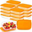 Qinyoung 18 Pcs 33 Oz/ 4 Cups Plastic Food Storage Containers with Lids Portion Box Sets with Cover Stackable Plastic Containers with Lids Microwave Freezer Dishwasher Safe (Orange)