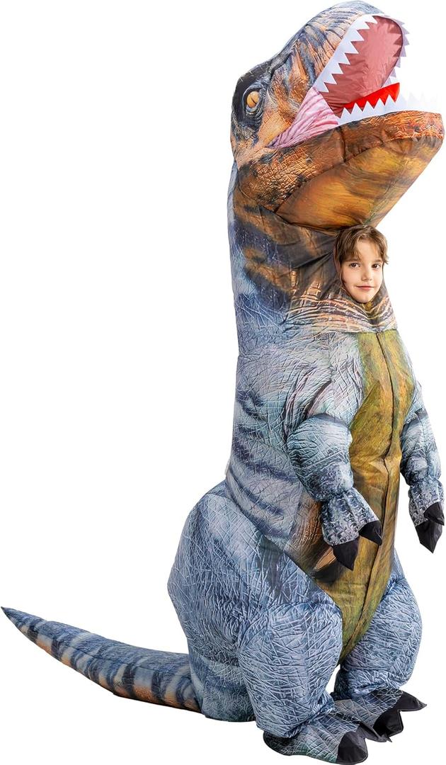 RQUXMT Inflatable T Rex Costume Kids,Blow Up Full Body Dinosaur Suit,Halloween Costumes for Boys Girls, Size: 10-12YRS
