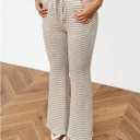 Floerns Women's Casual Striped Pants Bell Leg Tie Front Low Rise Travel Knit Pants, M