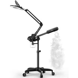 TASALON 2-in-1 Professional Facial Steamer, Hot Ozone Face Steamer for Facial with 5X Magnifying Lamp, Esthetician Steamer for Salon Beauty and Spa Shop, Skin Care Equipment with New Upgrade Wheels