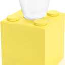 CypherX Wood Tissue Box Cover, Tissue Box Cover Square, Building Blocks Tissue Box Holder with Slide-Out Bottom, Cute Home Decor for Bathroom Living Room Office Kitchen (Yellow, Small)
