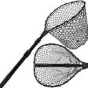 Telescoping Rubber Fishing Net with Handle 64"/46 Long Silicone Large Fish Landing Net Kayak/Fishpond/Saltwater Extendable Fishing Gear Accessories