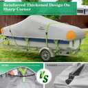 UIRWAY 1200D Heavy Duty Waterproof V-Hull Boat Cover, 22-24ft Trailerable with Night Safety Reflective Strips, UV Resistant Marine Grade for Bass Boat, Runabout, Tri-Hull, Fish & Ski, Bowride - Gray