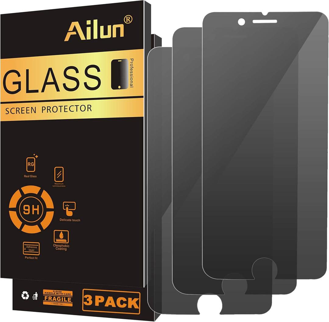 Ailun Privacy Screen Protector for iPhone SE 2020 2nd / 2022 3rd Generation, iPhone 8 7 6 6s 3Pack Anti Spy Private Tempered Glass