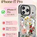 Lotadilo Case for iPhone 17 Pro Case Compatible with Magsafe Ring Holder Stand - for Women Retro Flower Design TPU Phone Cover for Girls Girly Funny Fashion