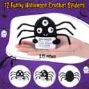 Pinkunn 12 Pcs Small Spiders Gifts Bulk Cute Black Spiders Crochet Plush Doll with Positive Cards Inspirational Gifts for Birthday Holiday Party Favor Home Office Table Car Hanging Decor Supplies
